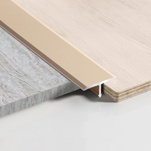 Lot de 3 profilés en T en aluminium - Profilé de transition - 900 x 20 mm - Pour seuils de porte et sols de raccordement pour carreaux de sol stratifié, or rose