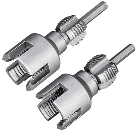 Integriertes Werkzeug für PVC-Rohrgewinde, inklusive 1/2 und 3/4 Schneideisen, perfekt für Sanitärarbeiten und DIY-Upgrades