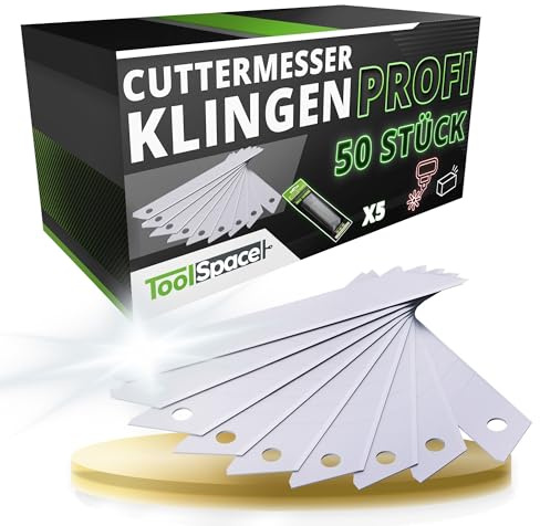 ToolSpace 50x Cuttermesser Klingen 18mm – SK5-Stahl Ultra SCHAFR Universal Ersatz Blades aus SK5-Stahl für Stanley-Messer Teppichmesser Präzise für vielseitige Anwendungen Abbrechklinge Messerklinge