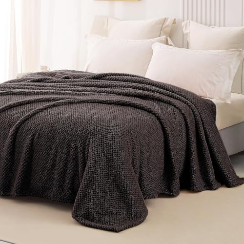 Whale Flotilla Coperta Plaid Pile in Flanella per Divano, 230 x 270 cm | Coperta Jacquard Morbida e Calda, Leggera per Letto Singolo e Matrimoniale, Adatta a Tutte le Stagioni, Caffè