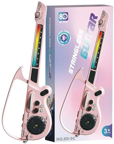 Youngwier Chitarra elettrica per bambini, strumento musicale senza fili, giocattolo musicale con illuminazione colorata, per bambini, adolescenti, principianti, pratiche, viaggi, aule, Natale