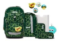 ergobag Schulranzen-Set Pack Set Bundle BärRex - Grün | Ergonomischer Schulrucksack flexibel, 7-teiliges Set für die 1. Klasse Grundschule, für Mädchen und Jungen, AW25/26
