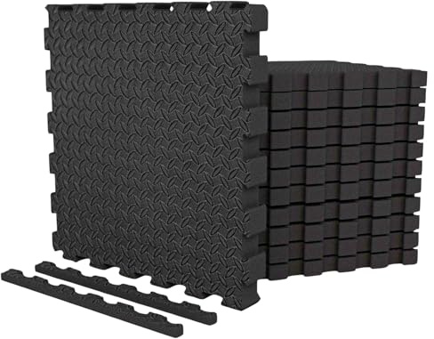 20mm High Density Thick Gym Floor Mats Foam Exercise Mats, Heavy Duty Interlocking Floor Tiles - EVA Flooring Mats for Garage Home Workout Fitness Equipment Swimming Pool Play Area (4 -Mats)