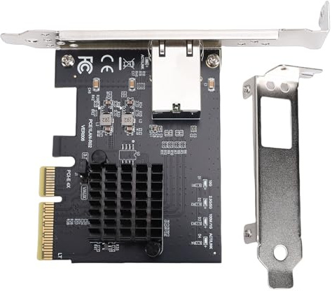 Plyisty Tarjeta de Red PCIe 4X Gigabit, Adaptador Ethernet de 10 Gbps con Controlador Realtek RTL8127AT para Servidor de Escritorio, PC, Centro de Datos NAS