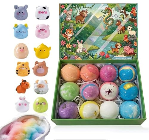 Baño de Espuma para Mujeres 12 Unidades de Bombas Aromáticas | Espuma Aromática para Baño con de Animalitos para Mujer, Hombre, Abuela, Niños, Familia, Viaje