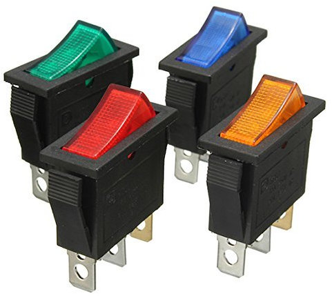 Interrupteur lumineux unipolaire basculant 31 x 14 mm 16 A/250 VAC (Ambre)