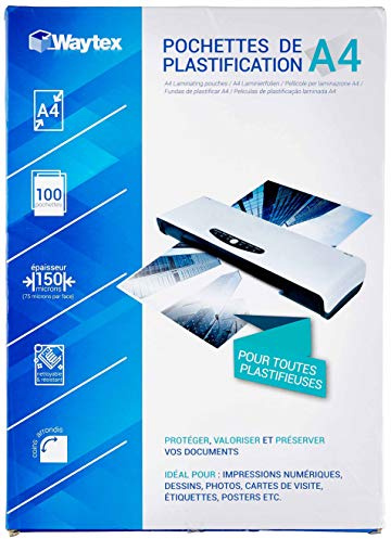 WAYTEX 78273 lamineringsfolie, A4, 75 mikron, unisex, vuxna, transparent, en storlek (tillverkarens storlek: 21 x 29,7 cm), 100 stycken