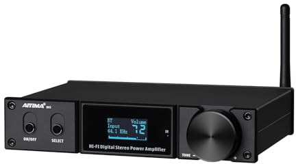 AIYIMA D05 Bluetooth 5.0 Power Amplifier 120Wx2 Stereo HiFi 2.1 CH Digital Sound Amplificador 24Bit/192kHz Class D Amp USB DAC Coaxial Optical OLED AptX, Support Subwoofer & with Remote (D05)