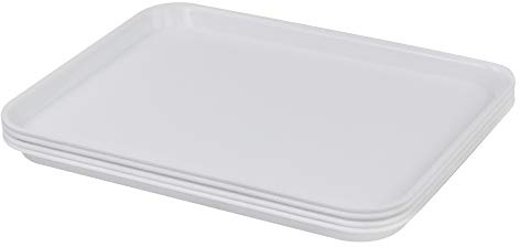 Gloreen Rechteckig Serviertablett, Fast Food Tablett, Set Von 4, Weiß Kunststoff Serviertablett