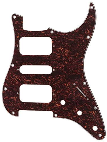 Musiclily Pro 11 Löcher Round Corner HSH Strat Pickguard Schlagbrett für American/Mexican Fender Standard Stratocaster E-Gitarre, 4-lagig Red Tortoise