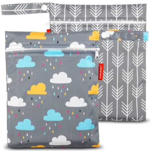 HOMYBABY® 2X Wetbag Kindergarten – Nasstasche & Nassbeutel wasserdicht für Kita, Schwimmsachen & Reisen - Wiederverwendbare Wet Bags atmungsaktiv & waschbar