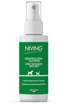 Niving Dentifricio spray alla menta | Per cani e gatti | Migliora igiene orale | Contrasta tartaro e placca | Made in Italy | 100 ml