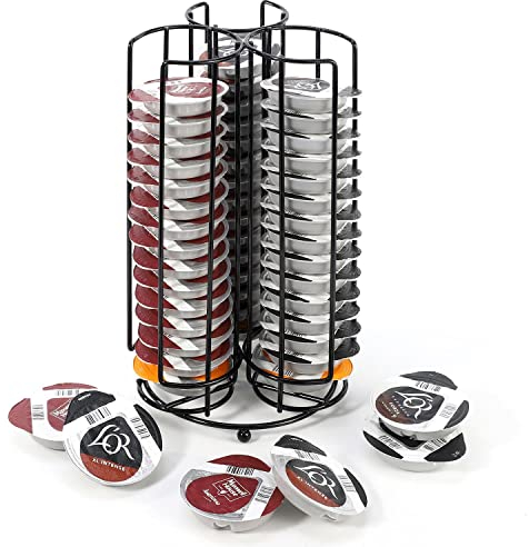 Vinsani 48 Coffee Pod Holder - 3 Tower Coffee Pods Storage Rack Stand Large Capacity Stackable Pod Tower Storage Stand Organiser for Coffee Capsules – Black Finish