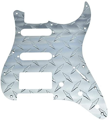 KAISH Premium Metall Diamant Platte 11 Loch ST Strat HSS Pickguard Aluminium eloxiert HSS Kratzplatte für FD Stratocaster Silber