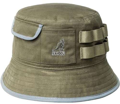 Kangol Waxed Utility Bucket Baumwollhut Stoffhut Anglerhut Sommerhut Sonnenhut Damen/Herren - Sommer Frühling-Sommer - L (58-59 cm) Oliv