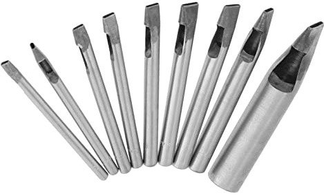 Akozon 9pcs Oval Leder Lochstanzer, 2mm, Kohlenstoffstahl, Silber
