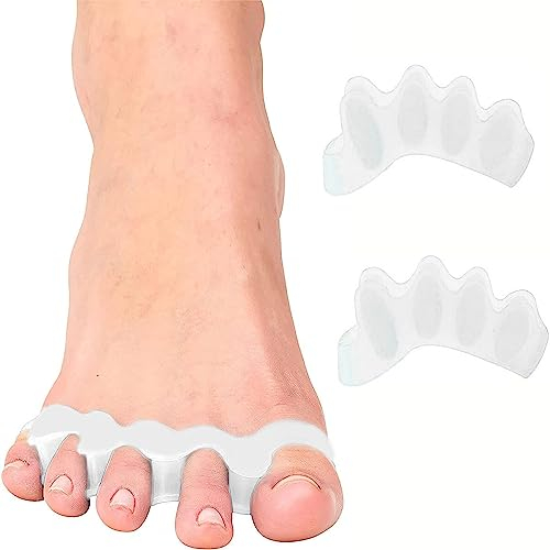 Zehenspreizer Silikon, Zehentrenner, Korrektur für alle Zehen, 2 Stück Silikon Zehentrenner für Pediküre Zehenkorrektur Hallux Valgus, Fußzehen Spreizer, Universalgröße für Damen und Herren（Weiss）