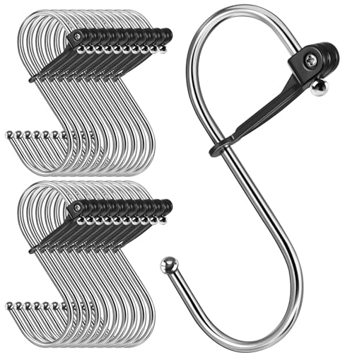 Sopito Hooks for Hanging, 20pcs S Hooks for Hanging Heavy Duty with Safety Buckle, Suitable Diameter up to 2.8cm for Kitchen Bathroom Bedroom Wardrobe, Metal