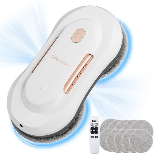 CHOVERY Robot Lavavetri, Robot per la pulizia delle finestre, con funzione spray, lavavetri automatico, robot elettrico con doppio spray d'acqua,3800PA Robot Lava Vetri Elettrico con Telecomando