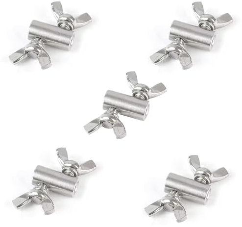 Leliafleury 1.5mm Wire Rope Clamp 5Pcs Stainless Steel Cable Clamp Wire Rope Clips with Butterfly Screws for Cable Fittings