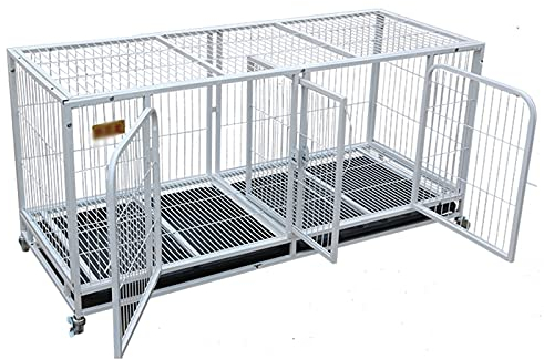 WYRMB Hundekäfig – robuste Hundebox, stabile Haustierhütte aus Metall, reißfestes Vierkantrohr mit 4 feststellbaren Rädern und abnehmbarem Tablett, für große Hunde, (95 x 65 x 68 cm)