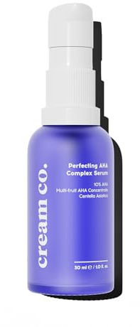 cream co. AHA Complex Fruchtsäure Serum mit 10% Glycolic Acid, Centella & Aloe Vera 30 ml, Vegan Mitesserentferner Porenreiniger Serum, Anti Pickel Gesichtsserum, Pore Minimizer, Alle Hauttypen