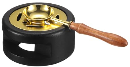 PATIKIL Wachs Stempel Siegel Set Wachs Siegel Wärmer mit Schmelz Löffel Retro Schmelz Herd Topf Ofen Gerät für Wachs Versiegelung Perle Brief Umschlag Stempel Farbe Schwarz