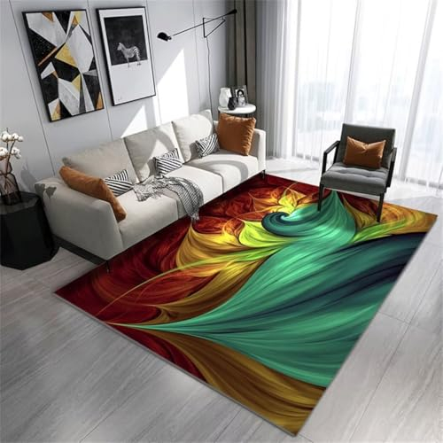 RUGMRZ Teppich Klein Abstraktes, Schmutzabweisendes Wohnzimmer Im Ethno-Stil Teppich Badezimmer Mehrfarbig Baby Teppich Auslegware Kinderzimmer Teppich Klein Teppich Regenbogen170X240Cm
