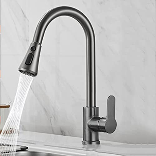 Kiten-Wasserhahn mit ausziehbarer Brause, 3-Funktions-Kiten-Spültischarmatur mit ausziehbarer Brause, Einhebel-Einloch-Kiten-Wasserhahn, gemischter Warm- und Kaltwasserhahn, Schwarz A (Farbe