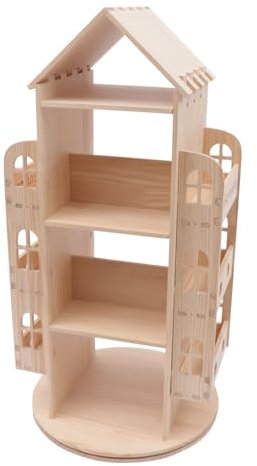 YGLEEULI Drehbares Bücherregal Holz 360 rotierenden Bücherregal Schloss Aussehen Display Boden stehende Bücherregal Lagerung Rack Art Decor