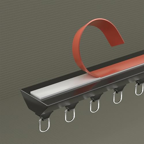 Selbstklebende Vorhangschiene Aus Aluminiumlegierung, Silent Sliding Gardinenstange Für Wohnzimmer, Schlafzimmer, Küchen, Ohne Bohren Vorhangstange, Deckenmontage, Schwarz(1.40 m(4.6ft))