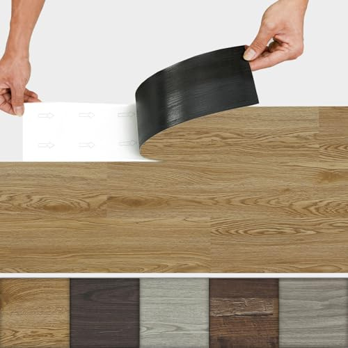 36 Stk. - 5m² pvc Bodenbelag selbstklebend Vinylboden Bodenfliesen | Jedes Stück misst 91 x 15 x 0,15 cm, Wasserfest, strapazierfähig & pflegeleicht, selbstklebend, flexibel zuschneidbar