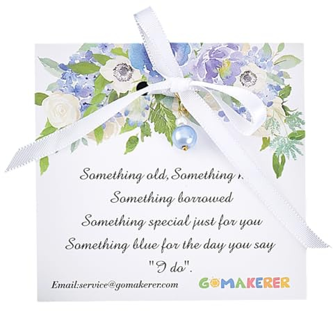 GOMAKERER Etwas Blaues als Geschenk Für Die Zukünftige Braut Etwas Blaues Blumenstrauß Charme Blaues Hochzeitsgeschenk Mit Einer Geschenkkarte von Mama Papa Schwester Freunden