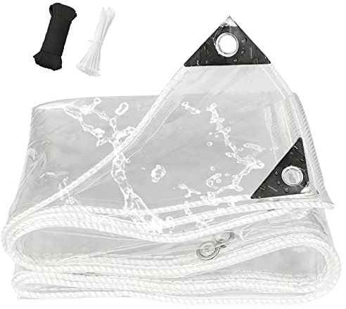 Telone impermeabile in PVC trasparente da 0,35 mm, dimensioni personalizzate, 1,3 m x 8,4 m, con occhielli in metallo, per patio, portici, sale e gazebo, protezione durevole