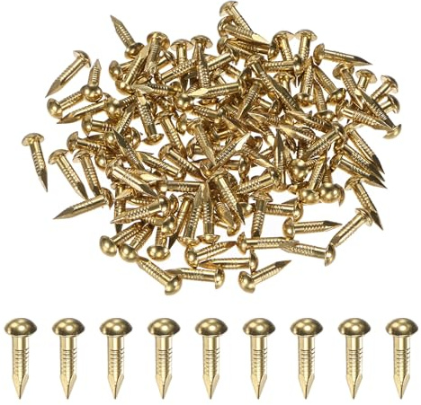 M METERXITY 100-Pack Small Tiny Nails, 2.8mm x 15mm Brass Precision MIni Nails Hardware Round Head for Wooden/DIY Crafts Decorative/Household Accessories/Picture Hanging