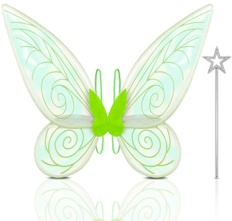 Orifinter Feenflügel Erwachsene, Schmetterlingsflügel Feen Kostüm Damen | Faschingskostüme Damen, Elfenflügel mit Feenstab für Karneval Halloween Kostüm Geburtstag Cosplay Comic Con Themed Party