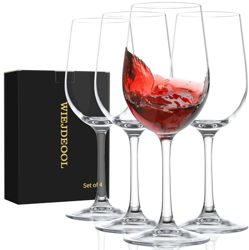 Red Wine Glasses Set of 4, 11oz, Premium Crystal Wine Glasses Hand Blown, Unique Birthday Gift or Wedding Anniversary