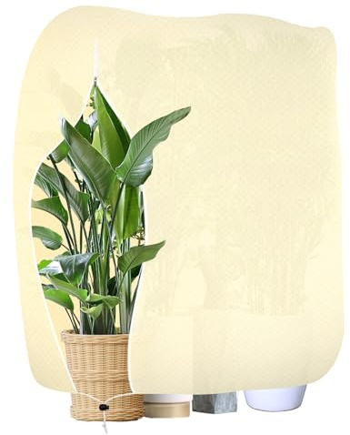 Tessuto Non Tessuto per Piante 120x180cm Avorio, Cappuccio Protezione Invernale per Piante in Vaso, Telo Antigelo Traspirante e Riutilizzabile con Cerniera, Ideale per Piante da Balcone (Beige)