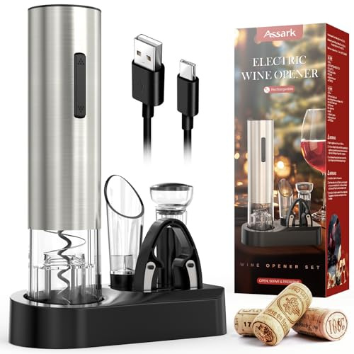 Sacacorchos eléctrico, abridor de botellas de vino, abrebotellas automático, sacacorchos con cortador de láminas, 6 en 1, idea de regalo, abridor de botellas de vino, cable USB, bomba de vacío y