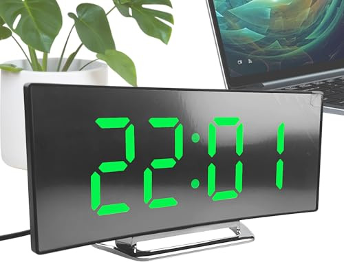 Orologio digitale, grande display a LED, facile da leggere, schermo curvo, strumento di gestione del per bagno, soggiorno, , sala di meditazione, adolescenti, anziani, studenti