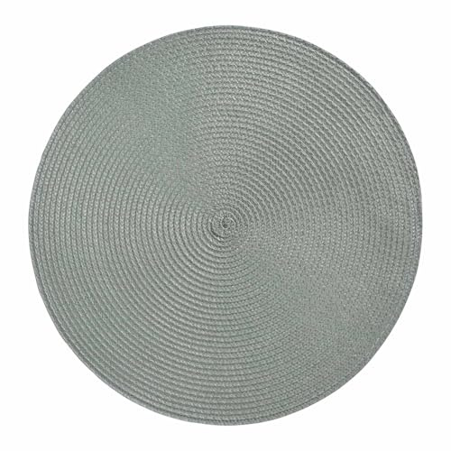 4er Set Platzset Rund Ø 38 cm Abwaschbar Tischset Platzmatte in Bast-Optik Platzdeckchen Tisch Untersetzer (Salbei)