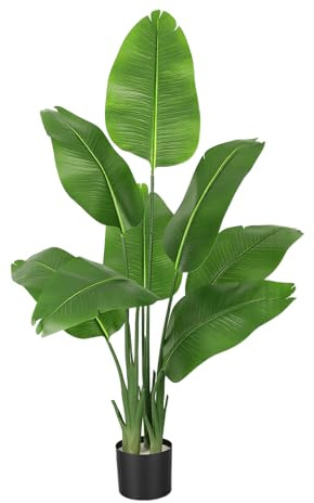 Bird of Paradise Plant Artificial 7ft, Faux Tree with 16 Trunks, Low-Maintenance Realistic Silk Banana Leaf Floor Plant in Sturdy Pot, Tropical Decor for Home Office and Bedroom