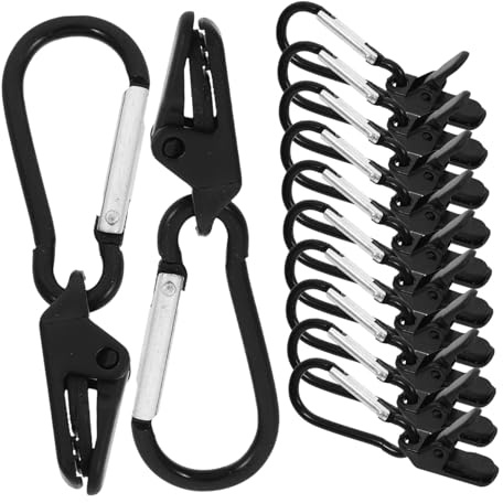 OFFSCH 12 Pcs Teeth-shaped Tarp Clamps for Camping Outdoor Tent Shade Sail Fixed Clips with Carabiner Plastic Windproof Hardware Kit for Tarpaulins and Sun Shade Covers