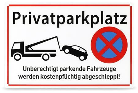 Reochps 2 Pcs Private Parking Sign– Premium Aluminum Private Parkplatz Sign with Towing Warning, Weatherproof & UV Resistant, Private Parking Notice Sign for Driveway, Property & Business
