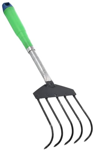 Abaodam Râteau à Main en Acier Inoxydable 5 Dents 39 CM Outil à Palourdes Léger Poignée Ergonomique Râteau de Plage Polyvalent pour Creuser Coquillages et Récolte Couleur Aléatoire