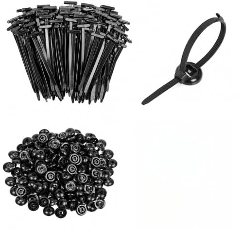 ARYIMYDP 200 Bridas Negras, Cierres Para Bridas Para Reparaciones, Hebillas De Nylon Resistentes A Los Rayos Uv, Soportes Para Organizar Cables, Uso Doméstico Y Reparaciones De Automóviles (Negro)