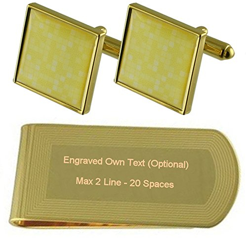 Select Gifts Gelb Mosaik Gold-Manschettenknöpfe Geldscheinklammer Gravur Geschenkset