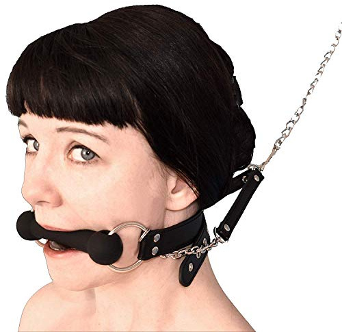 Honeylust Ponyplay Kopfgeschirr mit Silikon-Beißstange & Bondage-Trense | Verstellbares Petplay Zaumzeug aus Kunstleder – 78 cm Kettenleine, BDSM-Fetisch, kinky, submissiv & devot erotisch