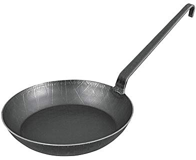 Turk 65226 Bratpfanne mit geschmiedetem Hakenstiel, 24 cm, Eisen, Schwarz