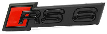Audi 4K0853736DT94 Schriftzug RS6 (C8) Kühlergrill Emblem Black Edition Logo Clip Plakette, schwarz/rot